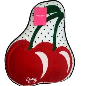 Juicy Couture Cherry Polka Dot Black Pillow NWT